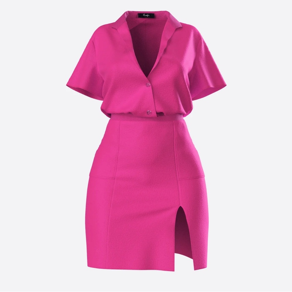 Hanifa Robyn NWT Bright Pink Skirt Set in 3X
